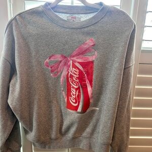 Gray Coca-Cola can with Pink Bow sweatshirt